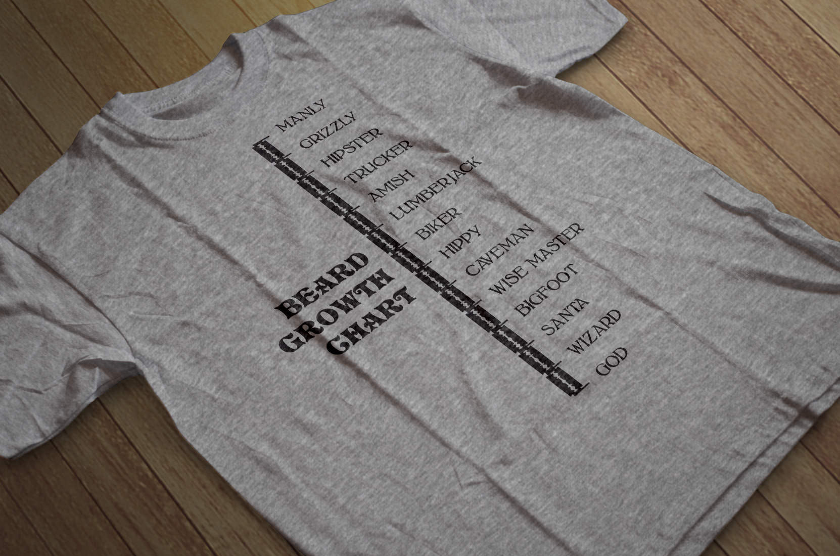 Beard Growth Chart Gift Idea - Funny Manly - God Scale T-Shirt
