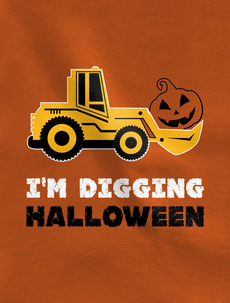 Pumpkin Smasher Truck Tractor I'm Digging Halloween Toddler Kids Shirts Set