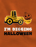 Pumpkin Smasher Truck Tractor I'm Digging Halloween Toddler Kids Shirts Set