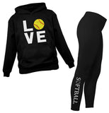 Softball Leggings and Hoodie Set for Women Teen Girls Gift for Softball Fans 