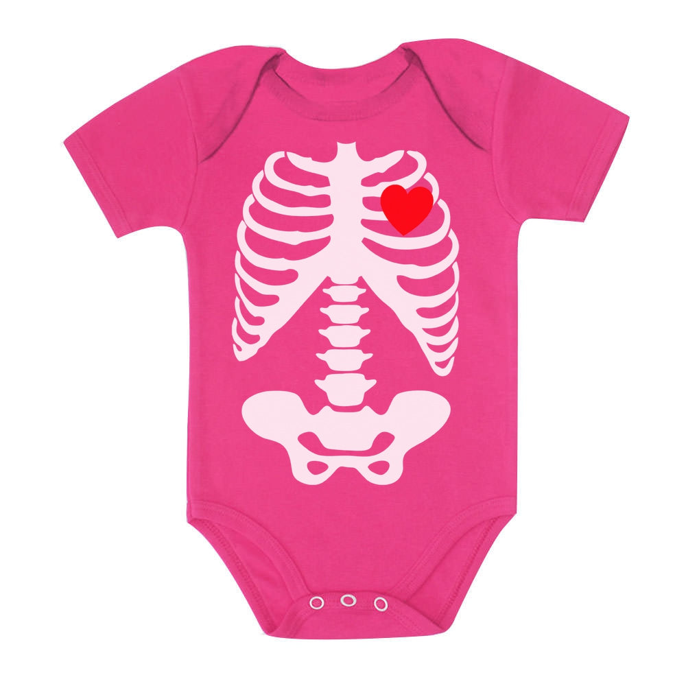 Baby Skeleton X-Ray Heart - Easy Halloween Costume Baby Bodysuit