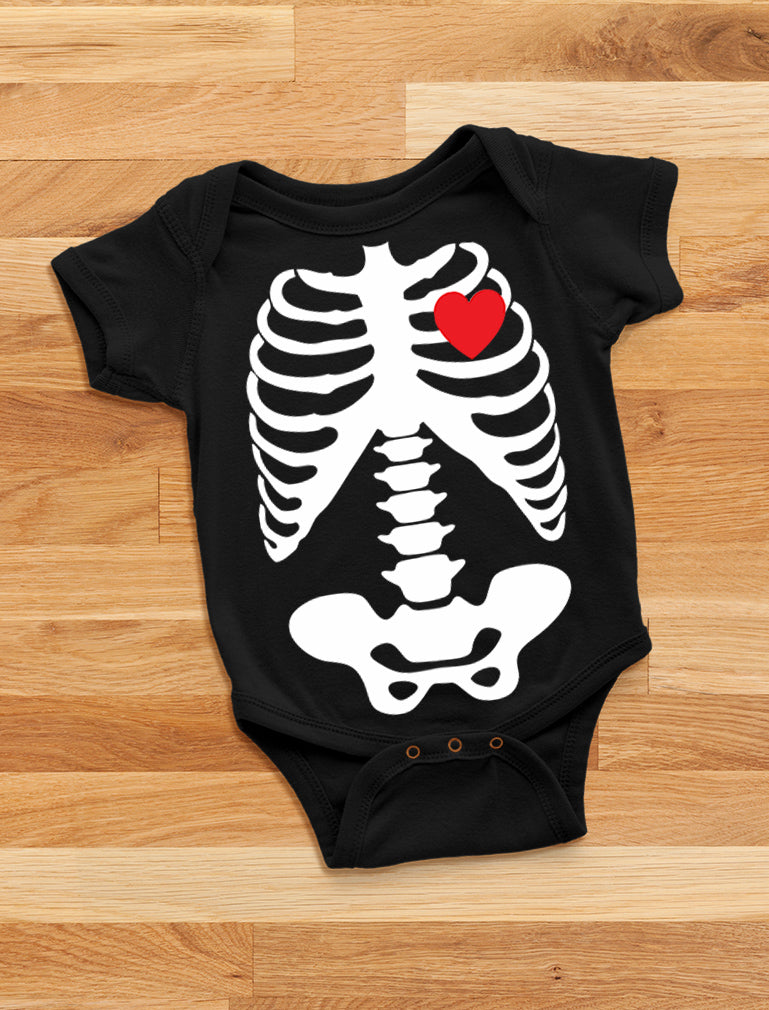 Baby Skeleton X-Ray Heart - Easy Halloween Costume Baby Bodysuit