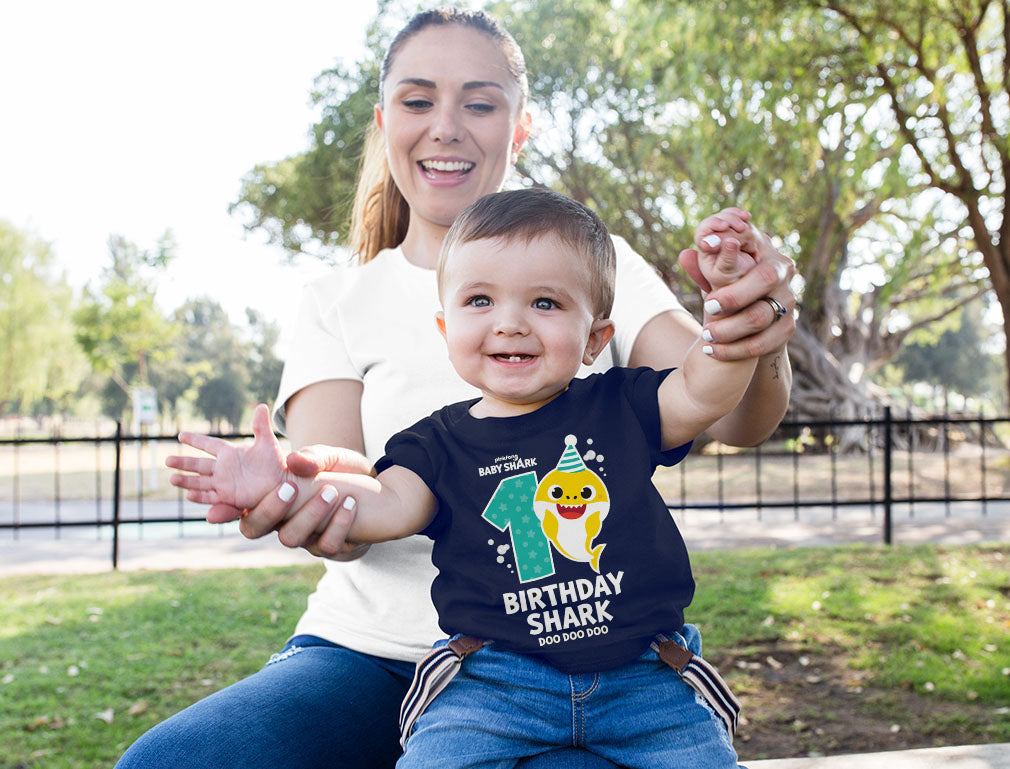 1st Birthday Baby Shark Shirt One Year Old Birthday Boy Girl Infant Kids T-Shirt