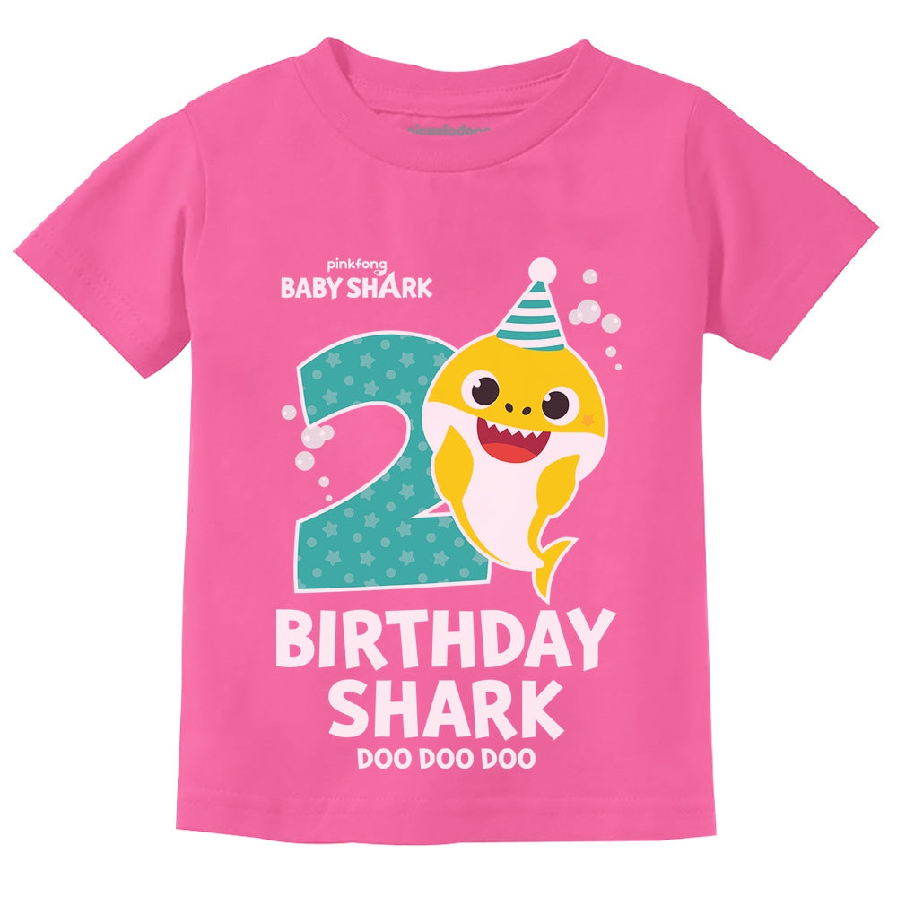 2nd Birthday Baby Shark Shirt 2 Year Old Birthday Boy Girl Toddler Kids T-Shirt