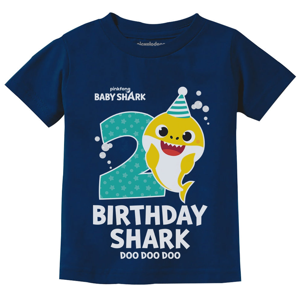 2nd Birthday Baby Shark Shirt 2 Year Old Birthday Boy Girl Toddler Kids T-Shirt