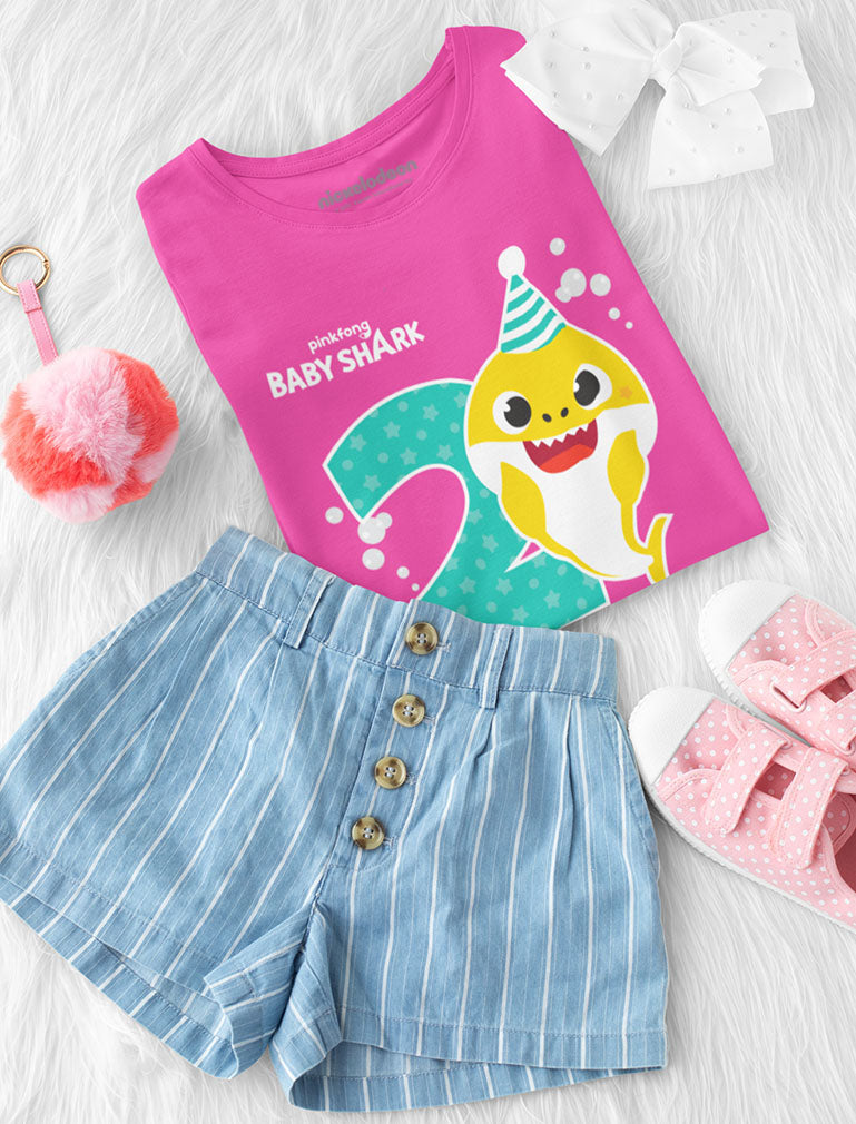 2nd Birthday Baby Shark Shirt 2 Year Old Birthday Boy Girl Toddler Kids T-Shirt