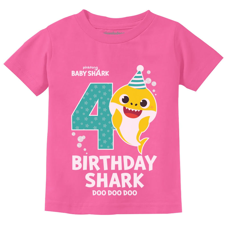 4th Birthday Baby Shark Shirt 4 Year Old Birthday Boy Girl Toddler Kids T-Shirt