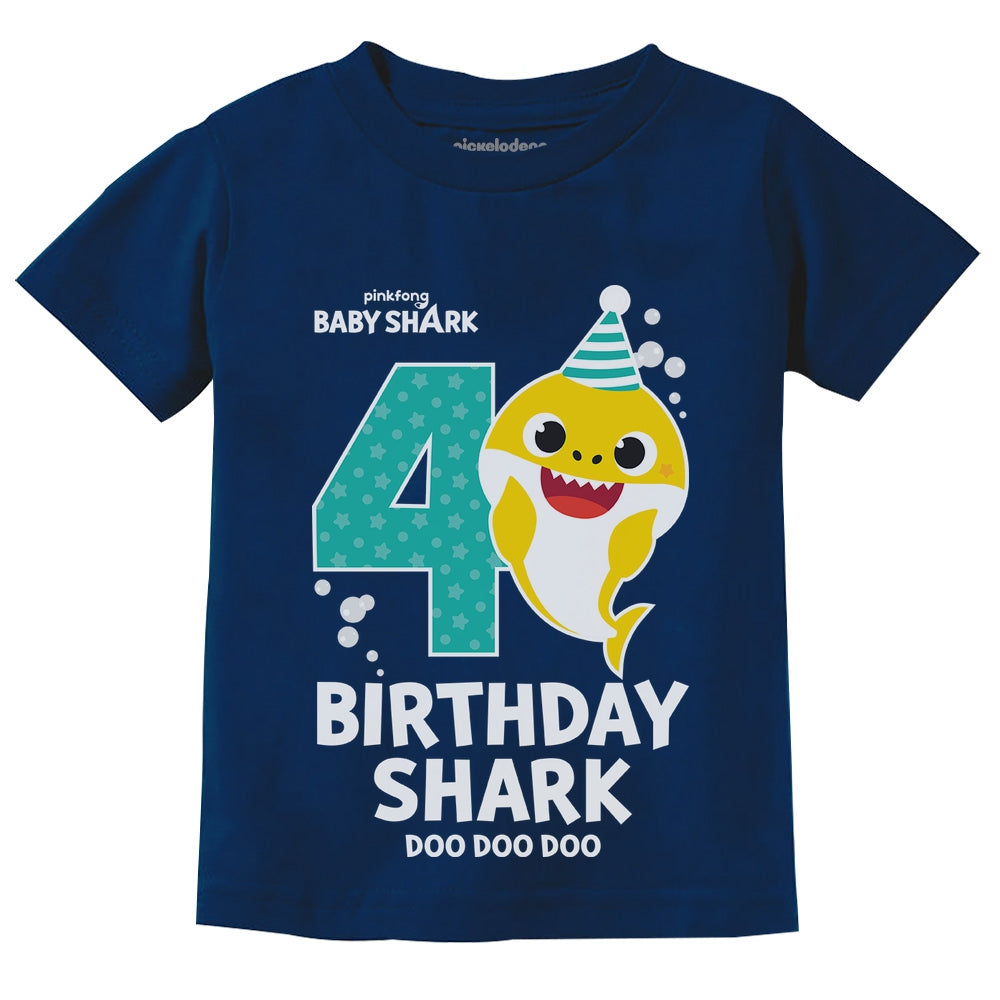 4th Birthday Baby Shark Shirt 4 Year Old Birthday Boy Girl Toddler Kids T-Shirt