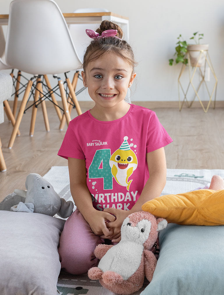 4th Birthday Baby Shark Shirt 4 Year Old Birthday Boy Girl Toddler Kids T-Shirt