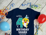 4th Birthday Baby Shark Shirt 4 Year Old Birthday Boy Girl Toddler Kids T-Shirt