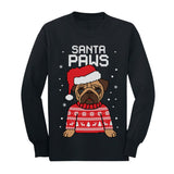 Santa Paws Pug Kids Ugly Christmas Long Sleeve T-Shirt 