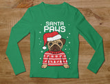 Santa Paws Pug Kids Ugly Christmas Long Sleeve T-Shirt