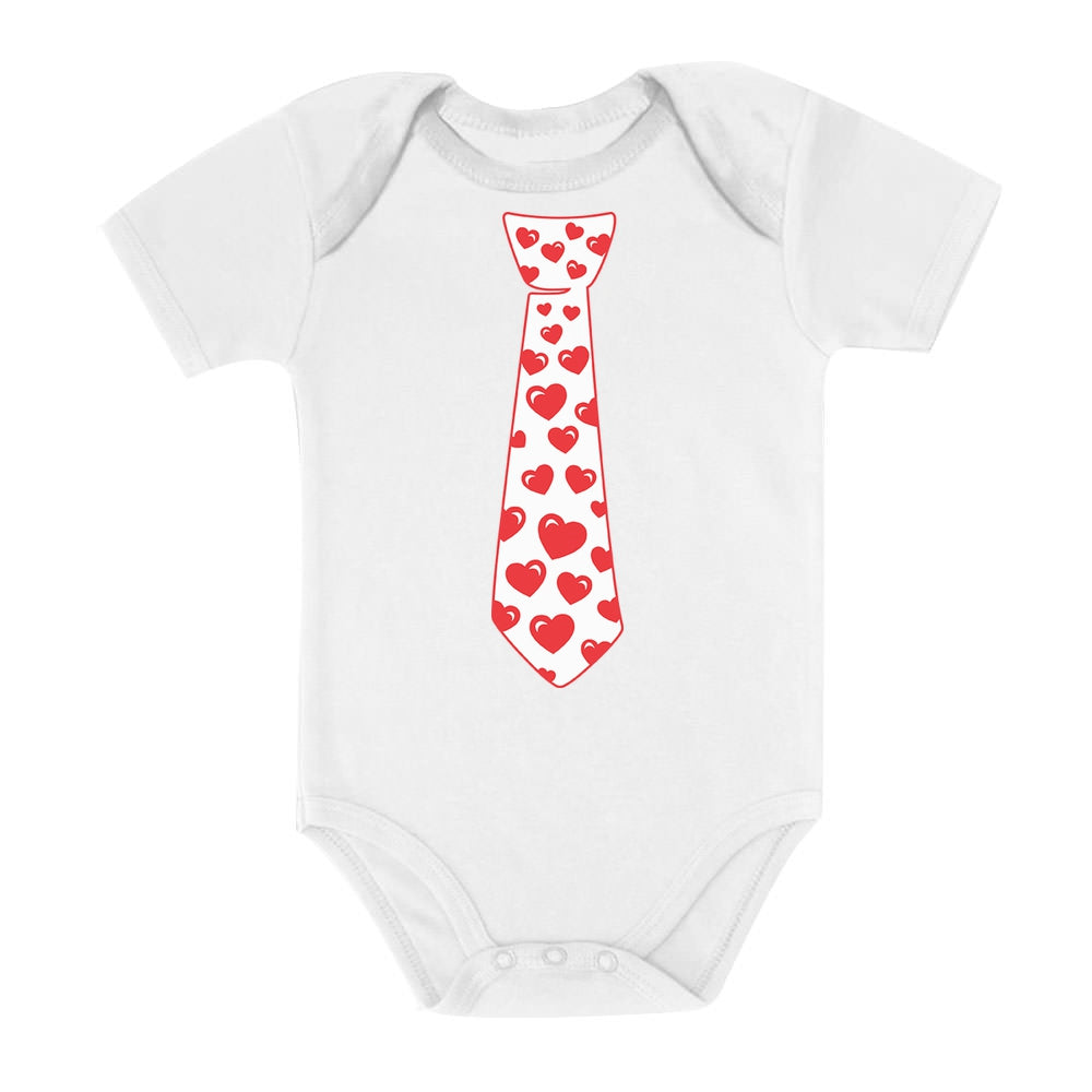 Red Hearts Tie - Valentine's Day Baby Bodysuit