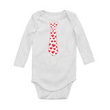 Red Hearts Tie - Valentine's Day Baby Long Sleeve Bodysuit 
