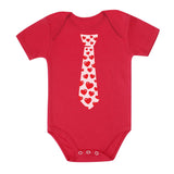 Red Hearts Tie - Valentine's Day Baby Bodysuit 