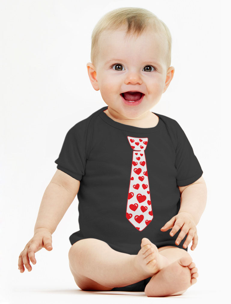 Red Hearts Tie - Valentine's Day Baby Bodysuit