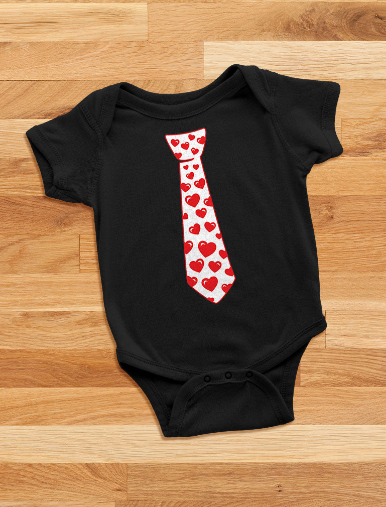 Red Hearts Tie - Valentine's Day Baby Bodysuit