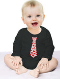 Red Hearts Tie - Valentine's Day Baby Long Sleeve Bodysuit