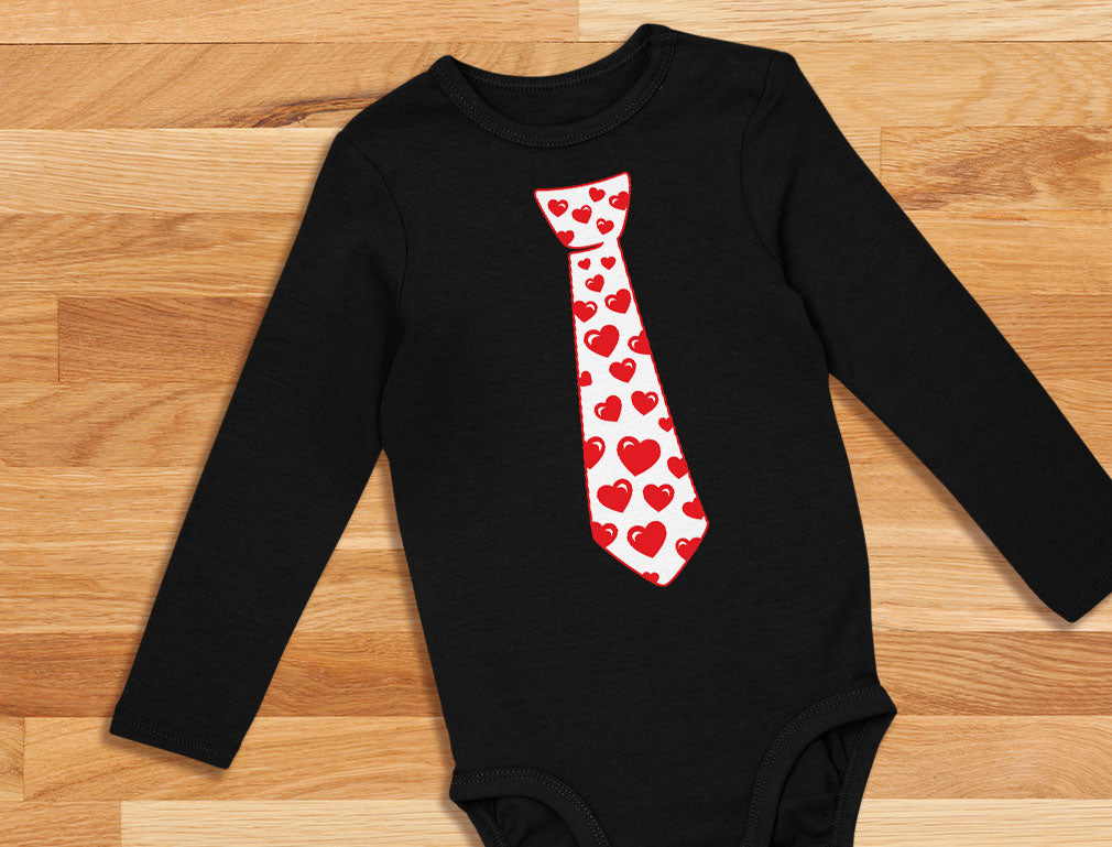 Red Hearts Tie - Valentine's Day Baby Long Sleeve Bodysuit