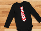 Red Hearts Tie - Valentine's Day Baby Long Sleeve Bodysuit