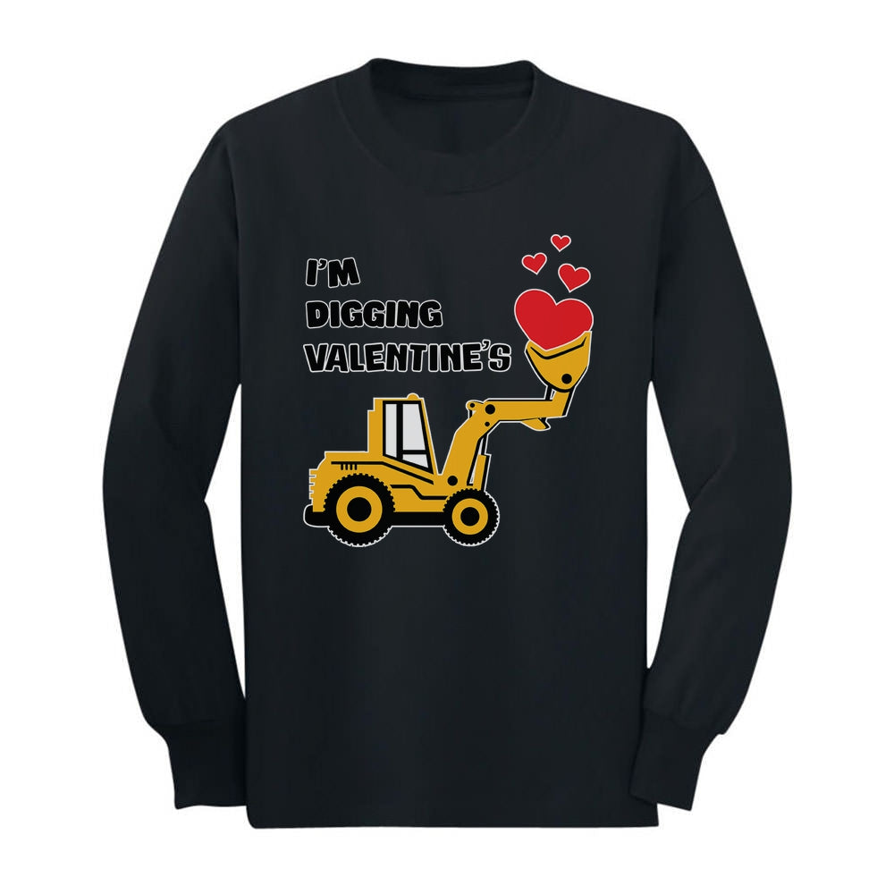 I'm Digging Valentine's Day Cute Tractor Toddler Kids Long sleeve T-Shirt