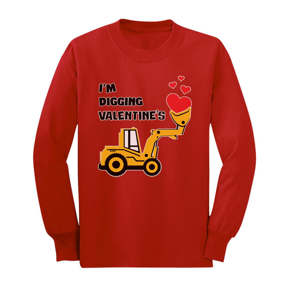 I'm Digging Valentine's Day Cute Tractor Toddler Kids Long sleeve T-Shirt