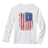 USA Distressed Flag Long Sleeve T-Shirt 