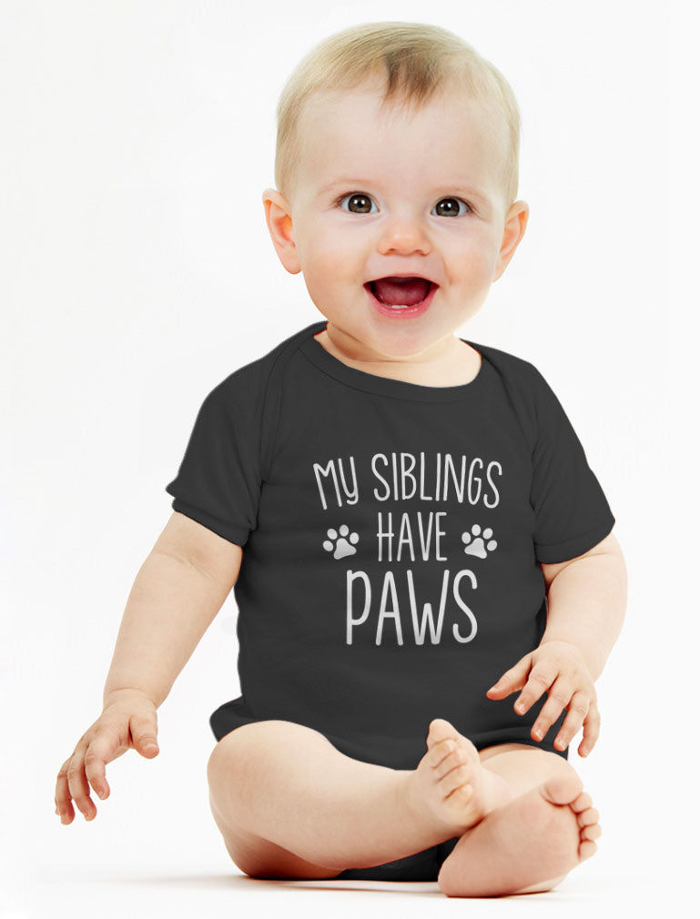 My Siblings Have Paws Baby Bodysuit