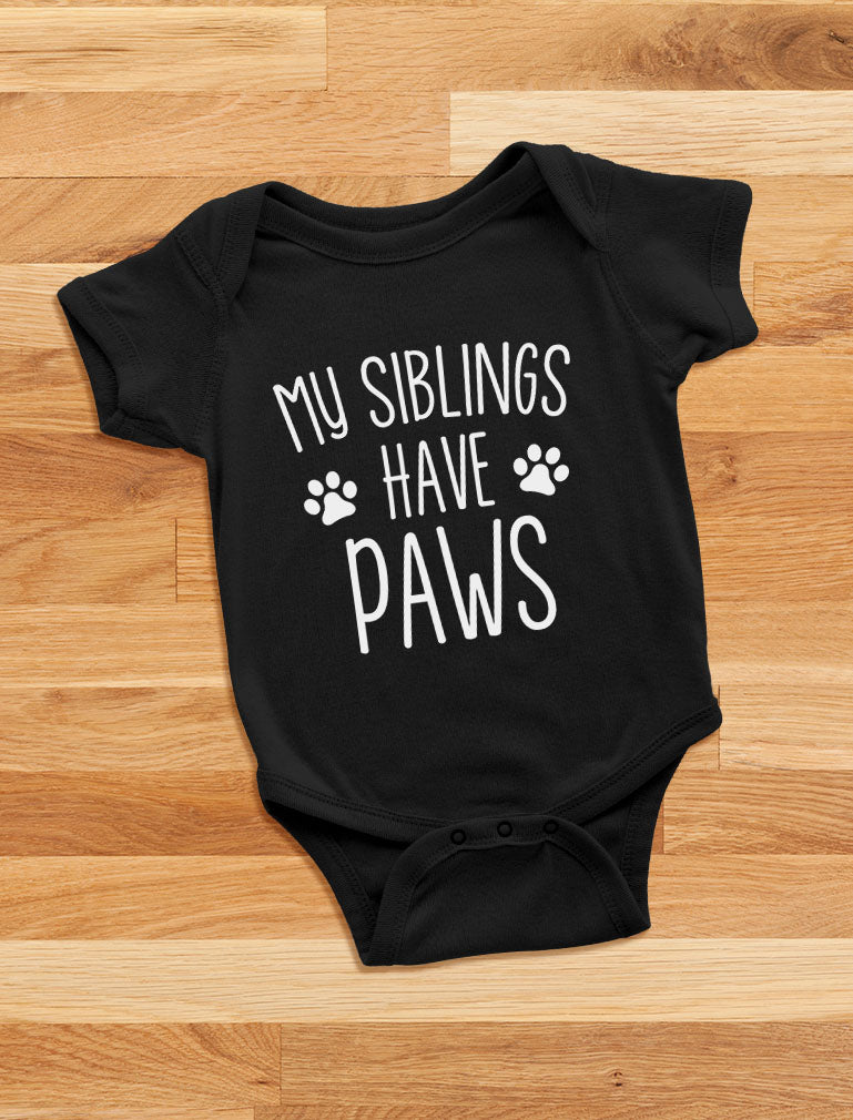 My Siblings Have Paws Baby Bodysuit