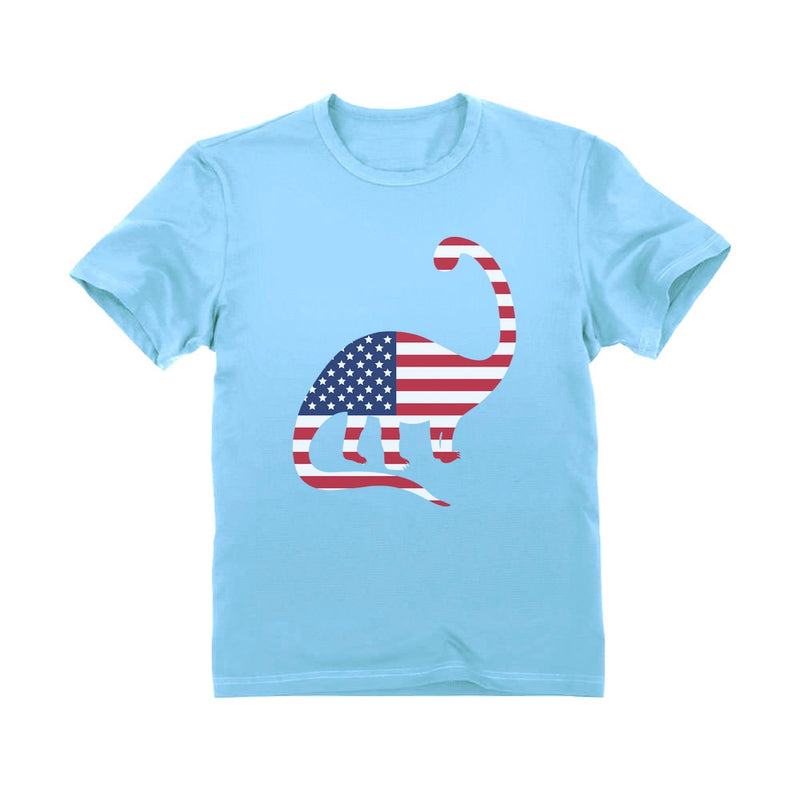 Dinosaur American Flag Youth Kids T-Shirt