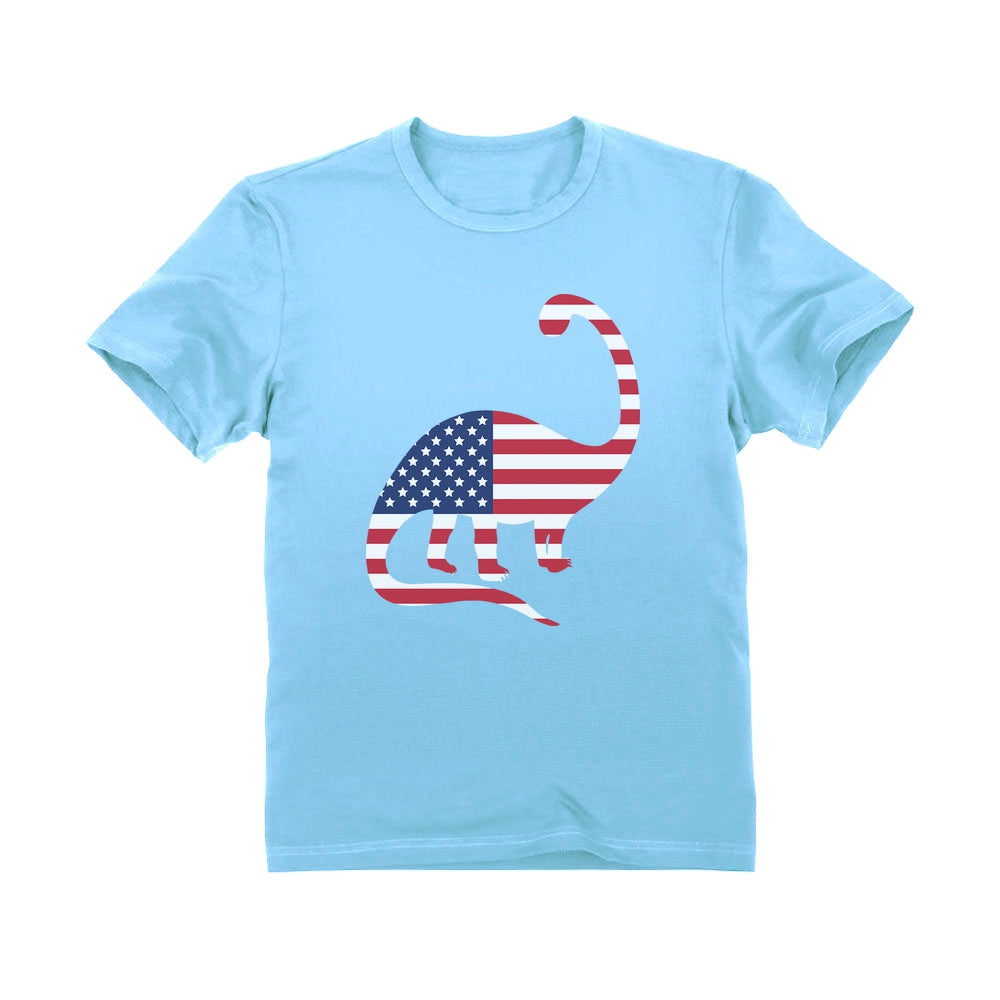 Dinosaur American Flag Toddler Kids T-Shirt