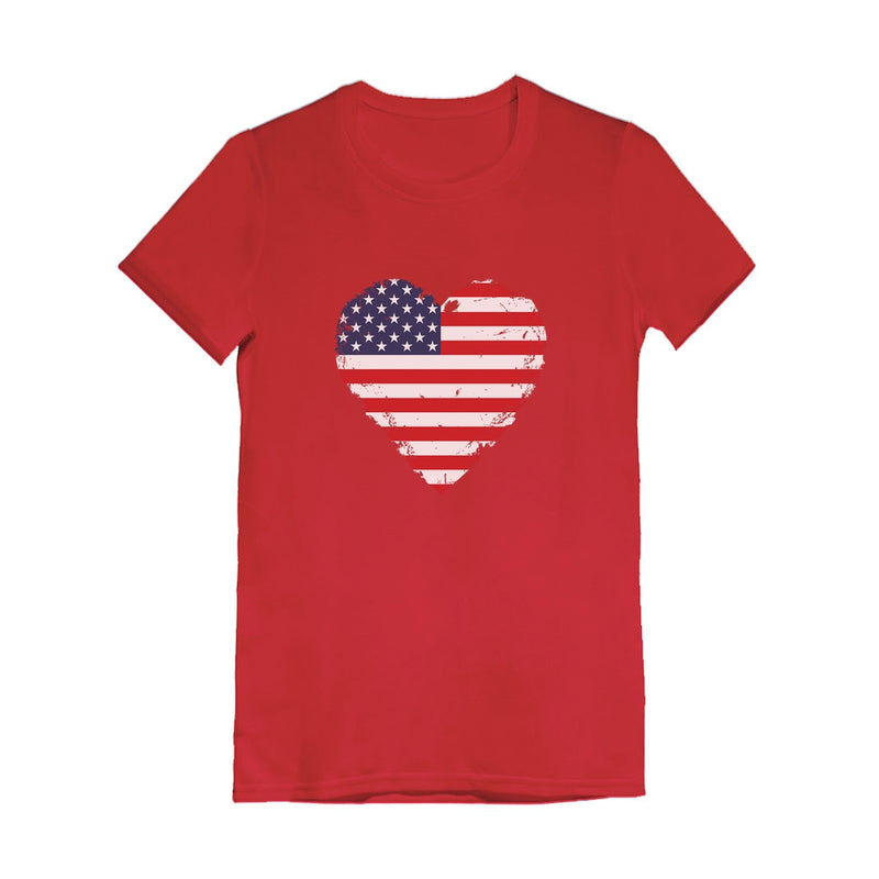 Heart Flag USA Youth Kids Girls' Fitted T-Shirt