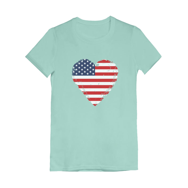 Heart Flag USA Toddler Kids Girls' Fitted T-Shirt