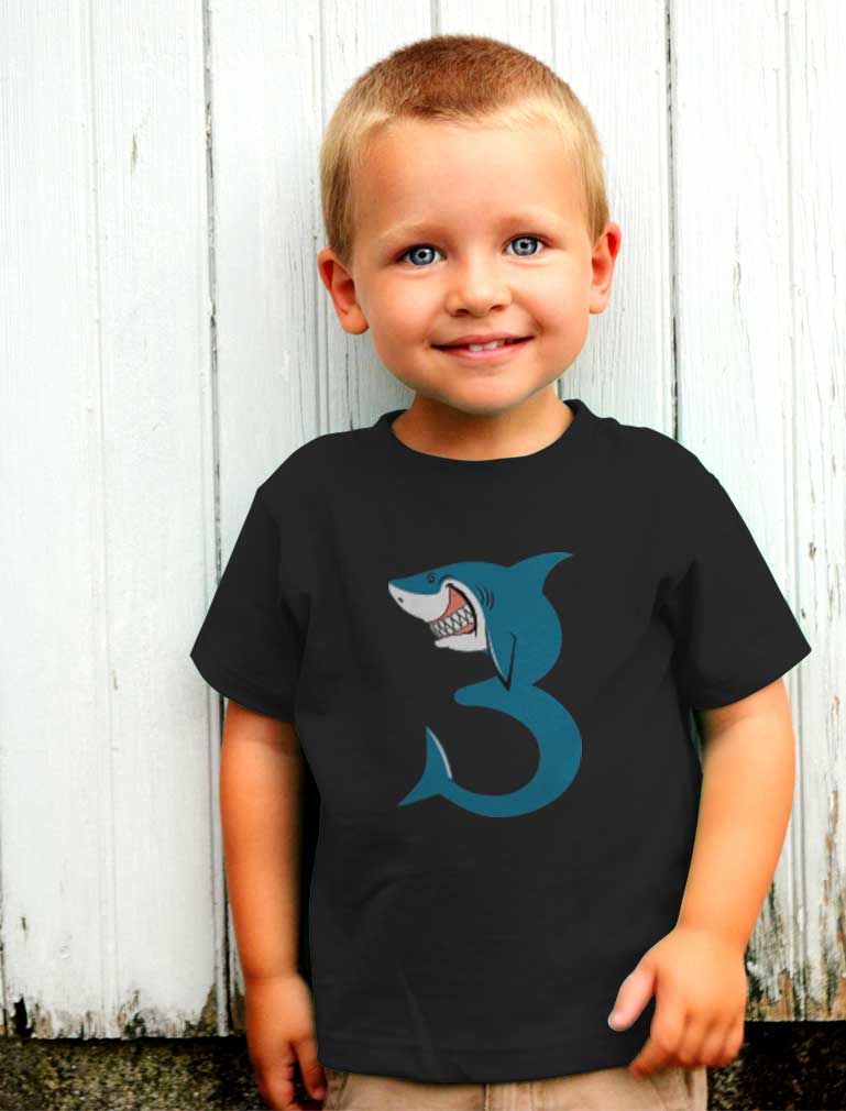 3rd Birthday Shark Three Year Old Toddler Kids T-Shirt