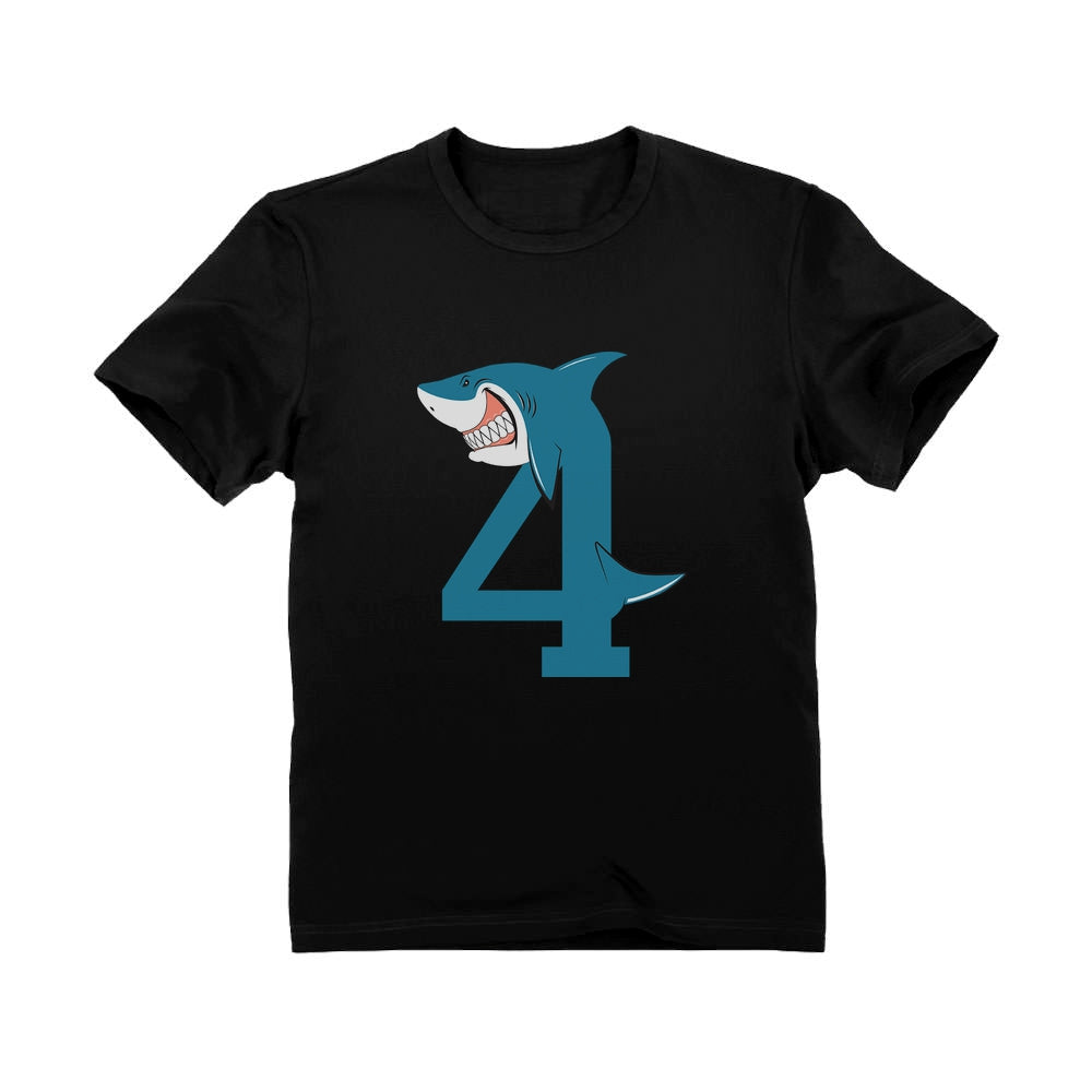 4th Birthday Shark Four Year Old Toddler Kids T-Shirt