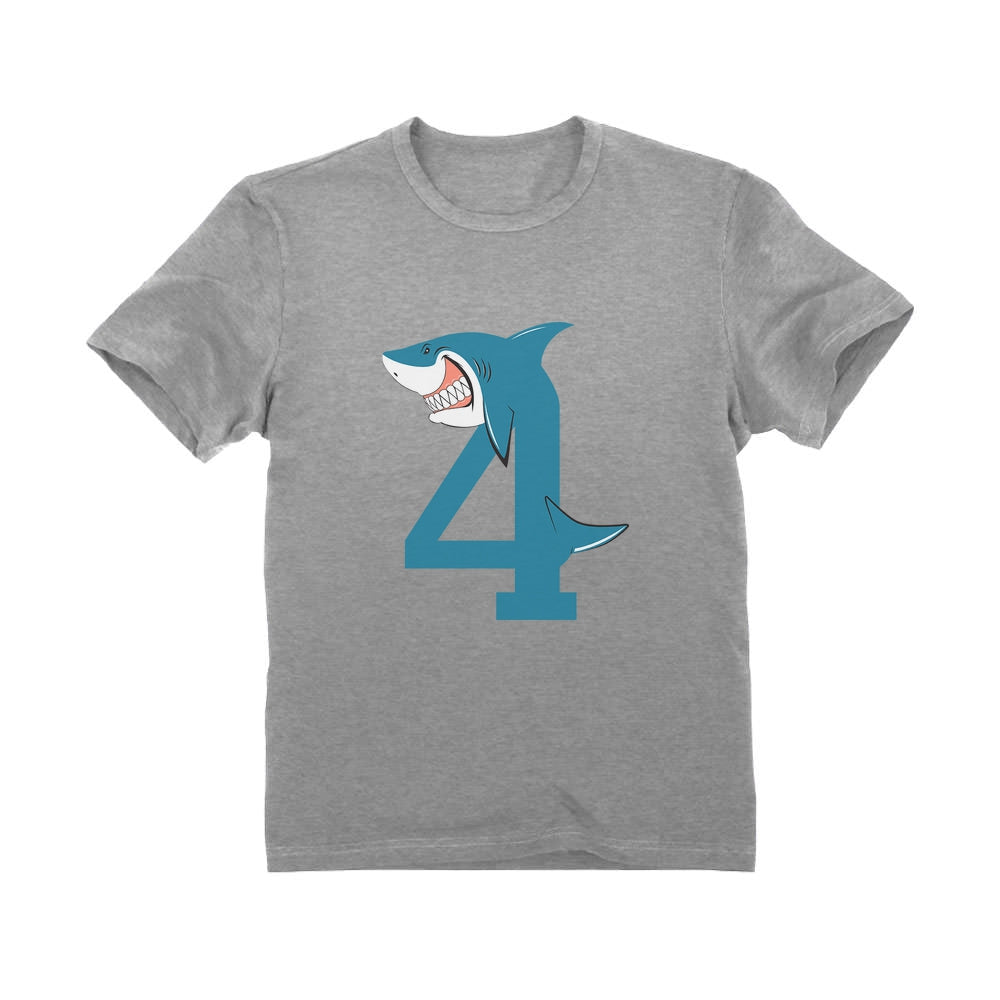 4th Birthday Shark Four Year Old Toddler Kids T-Shirt