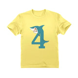 4th Birthday Shark Four Year Old Toddler Kids T-Shirt
