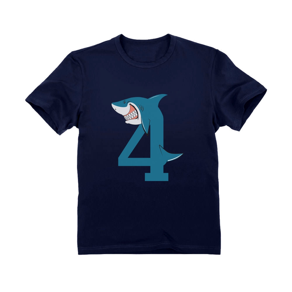 4th Birthday Shark Four Year Old Toddler Kids T-Shirt