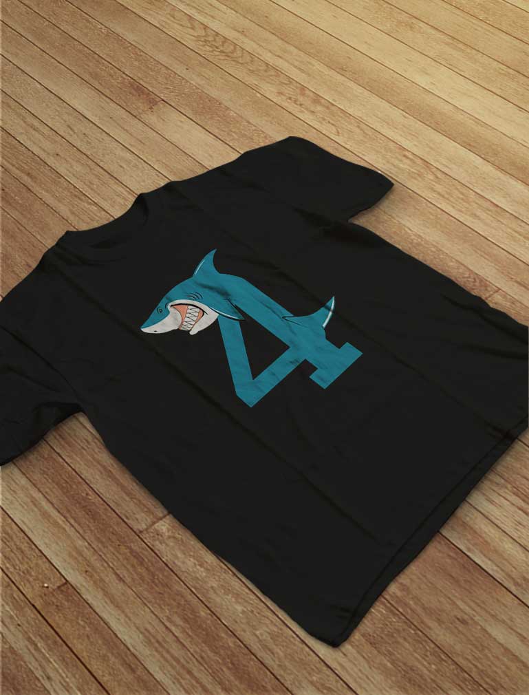 4th Birthday Shark Four Year Old Toddler Kids T-Shirt