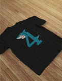 4th Birthday Shark Four Year Old Toddler Kids T-Shirt