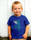 4th Birthday Shark Four Year Old Toddler Kids T-Shirt