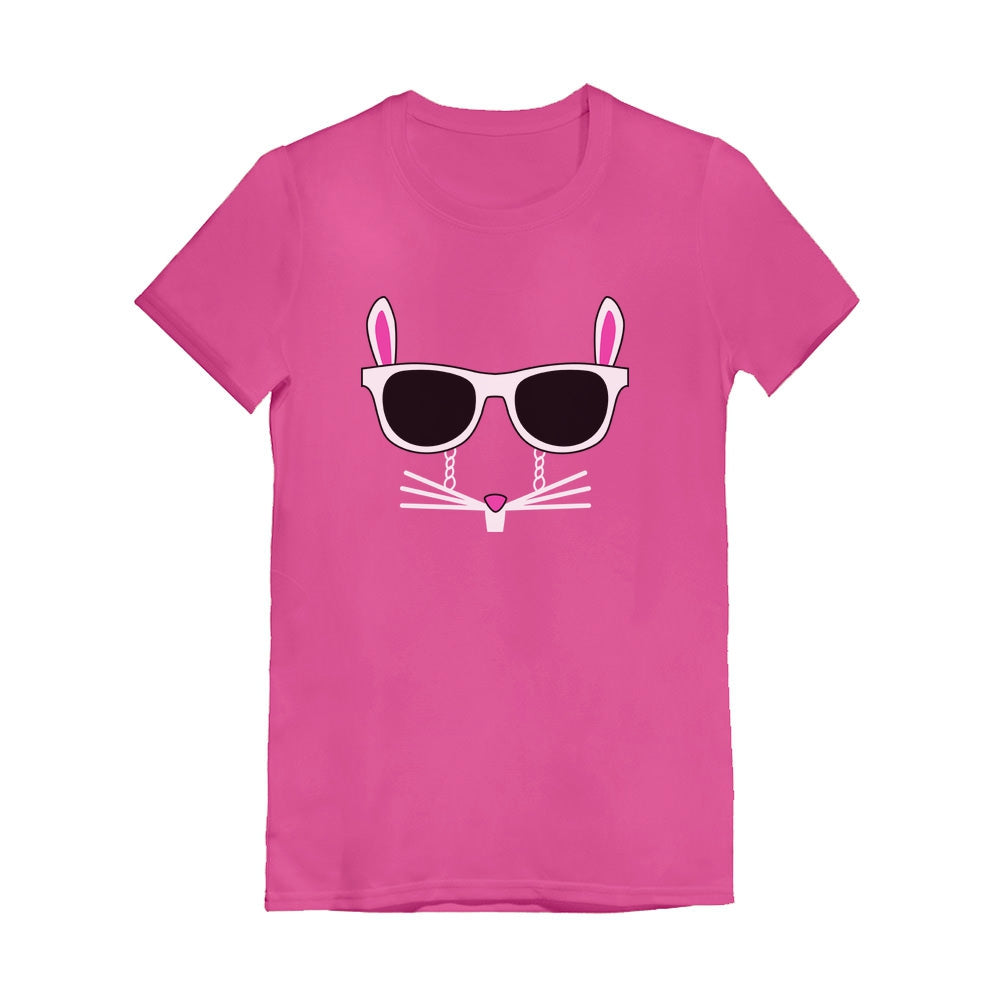 Easter Bunny - Cool Glasses Rabbit Face Youth Kids Girls' Fitted T-Shirt