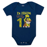 Paw Patrol Rubble Digging 1st Birthday Baby Boy Outfit Official Baby Bodysuit
