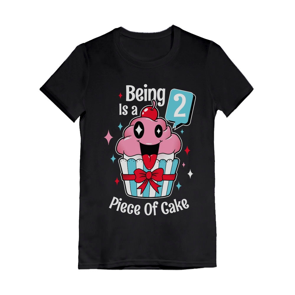 2 Year Old Girl 2nd Birthday Funny Cupcake Toddler Girls' Fitted T-Shirt