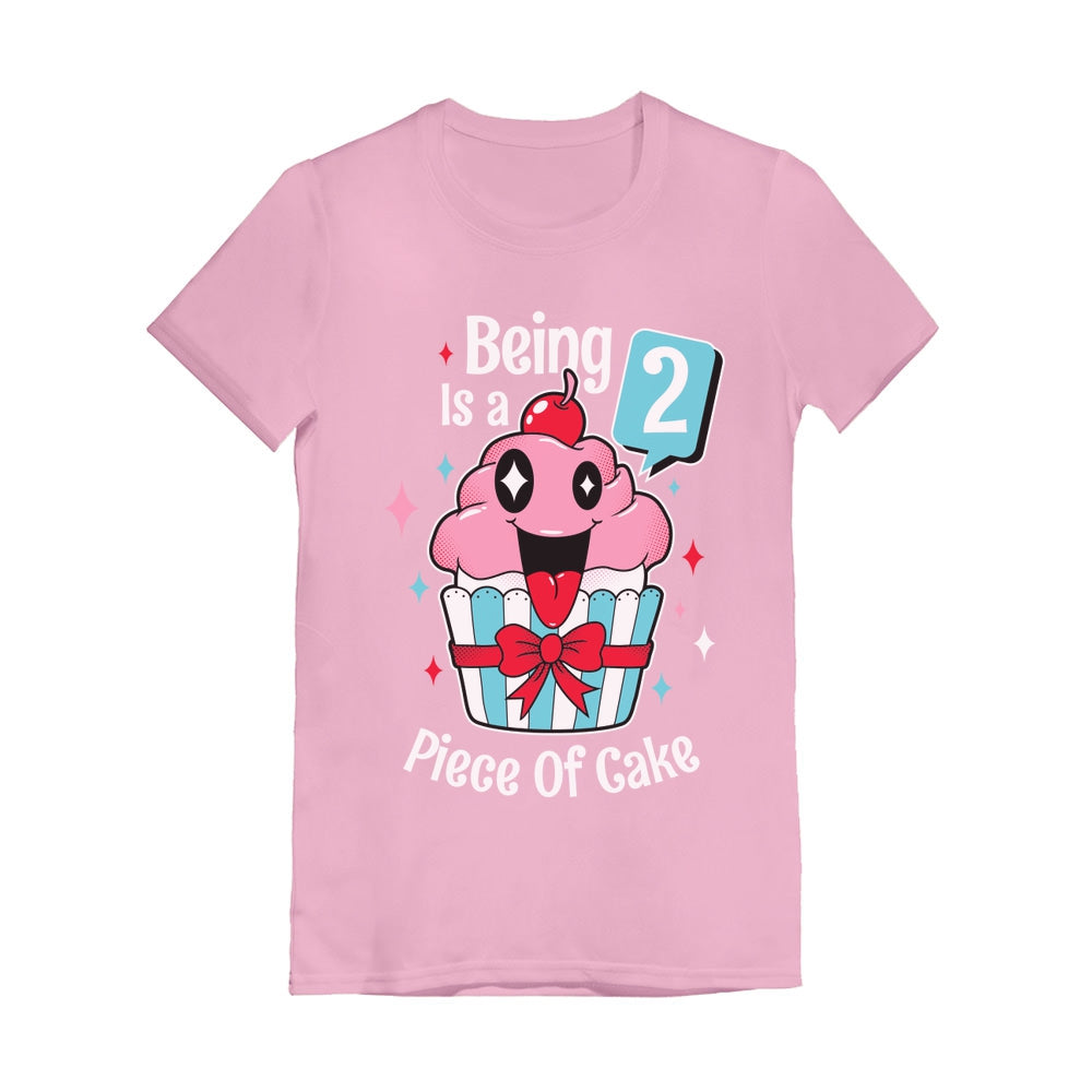 2 Year Old Girl 2nd Birthday Funny Cupcake Toddler Girls' Fitted T-Shirt