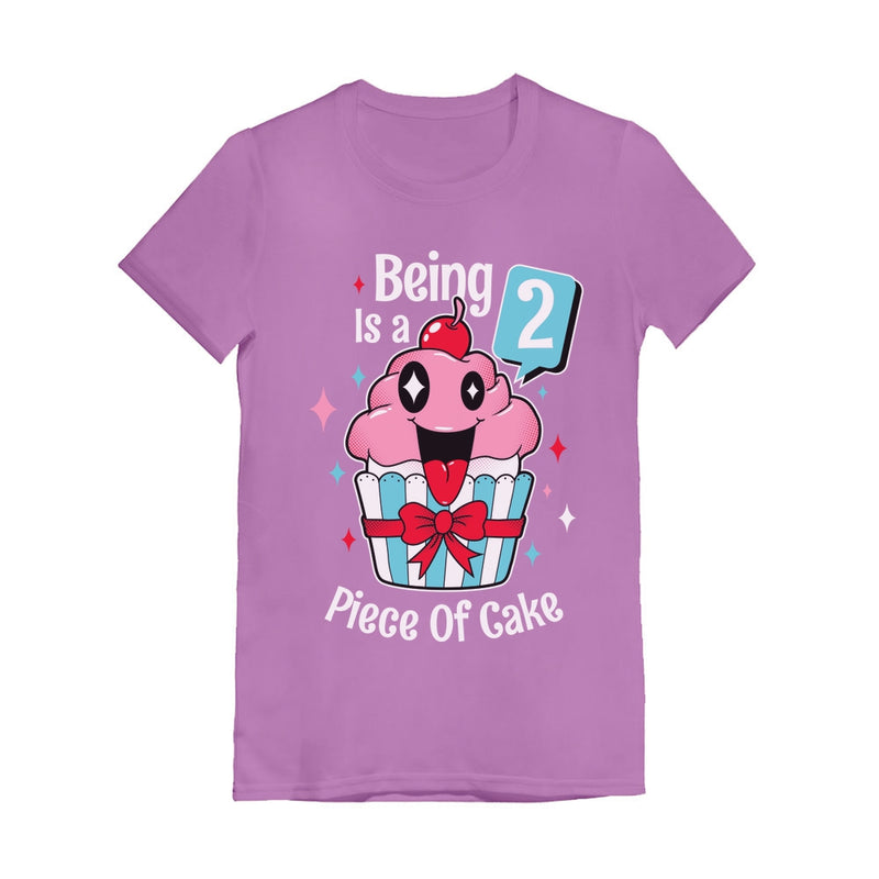 2 Year Old Girl 2nd Birthday Funny Cupcake Toddler Girls' Fitted T-Shirt