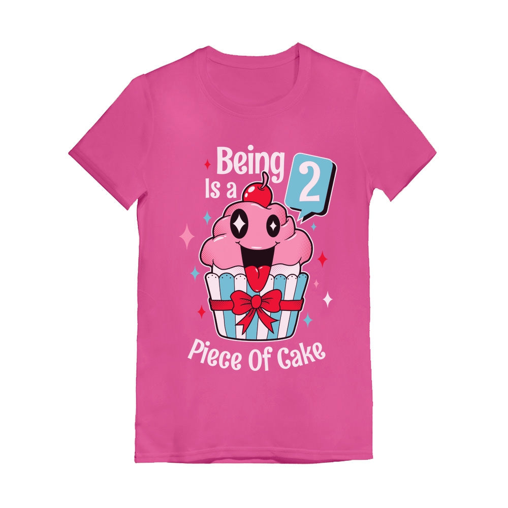 2 Year Old Girl 2nd Birthday Funny Cupcake Toddler Girls' Fitted T-Shirt