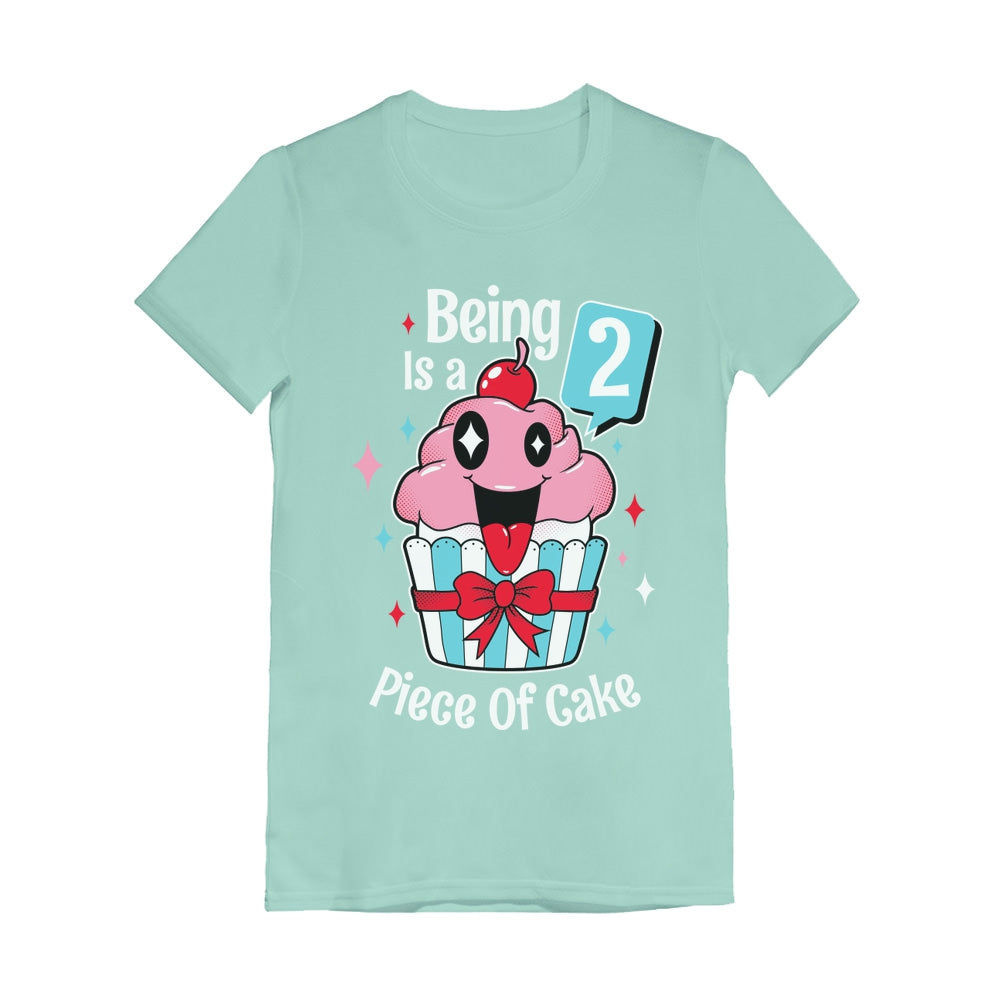 2 Year Old Girl 2nd Birthday Funny Cupcake Toddler Girls' Fitted T-Shirt