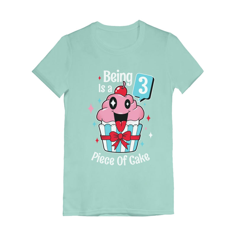 3 Year Old Girl 3rd Birthday Funny Cupcake Toddler Girls' Fitted T-Shirt