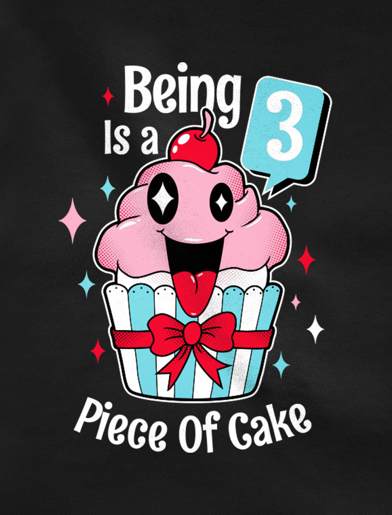 3 Year Old Girl 3rd Birthday Funny Cupcake Toddler Girls' Fitted T-Shirt